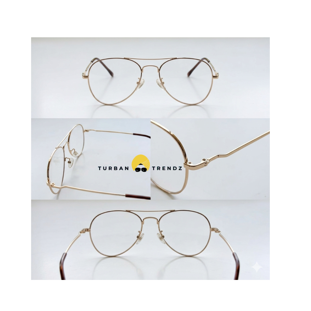 Golden Aviator Frame with Lens