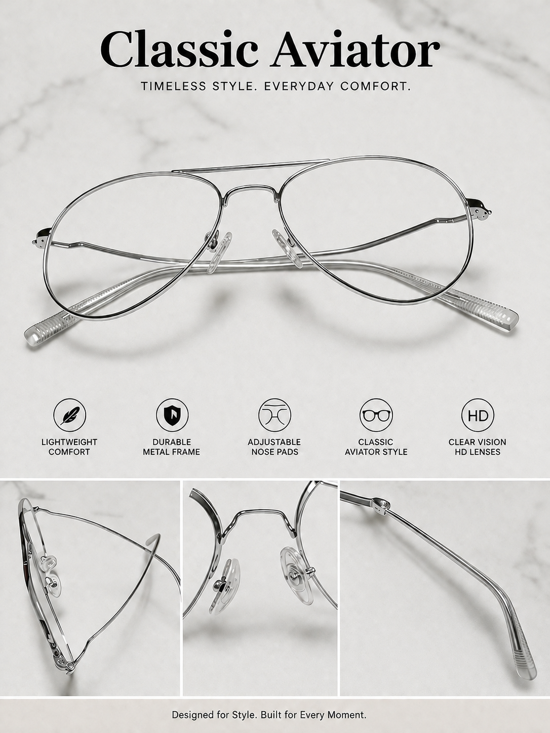 Silver Aviator Frame